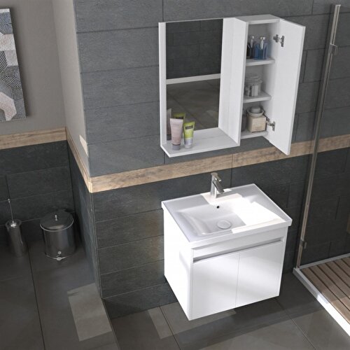 Biani Foça 65 cm Beyaz Banyo Dolabı