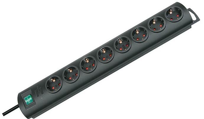 Brennenstuhl Primera Line Serisi 8 Soketli 2 Metre Uzatma Priz Siyah