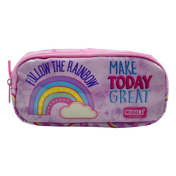 Muggle Soft Rainbow Pembe 2 Gözlü Kalemlik Çantası MU-6757