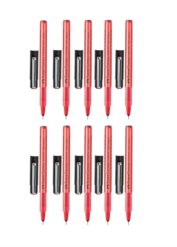 Faber Castell Vision 5415 Mikro İğne Uçlu Roller Kalem 0.3 Kırmızı 10 lu