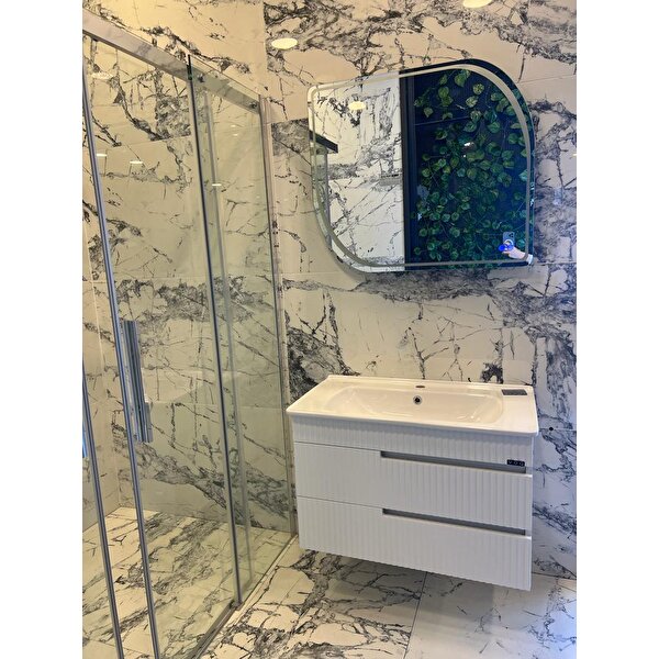 Seramiksan Drop 80 cm Beyaz Banyo Dolabı Takımı