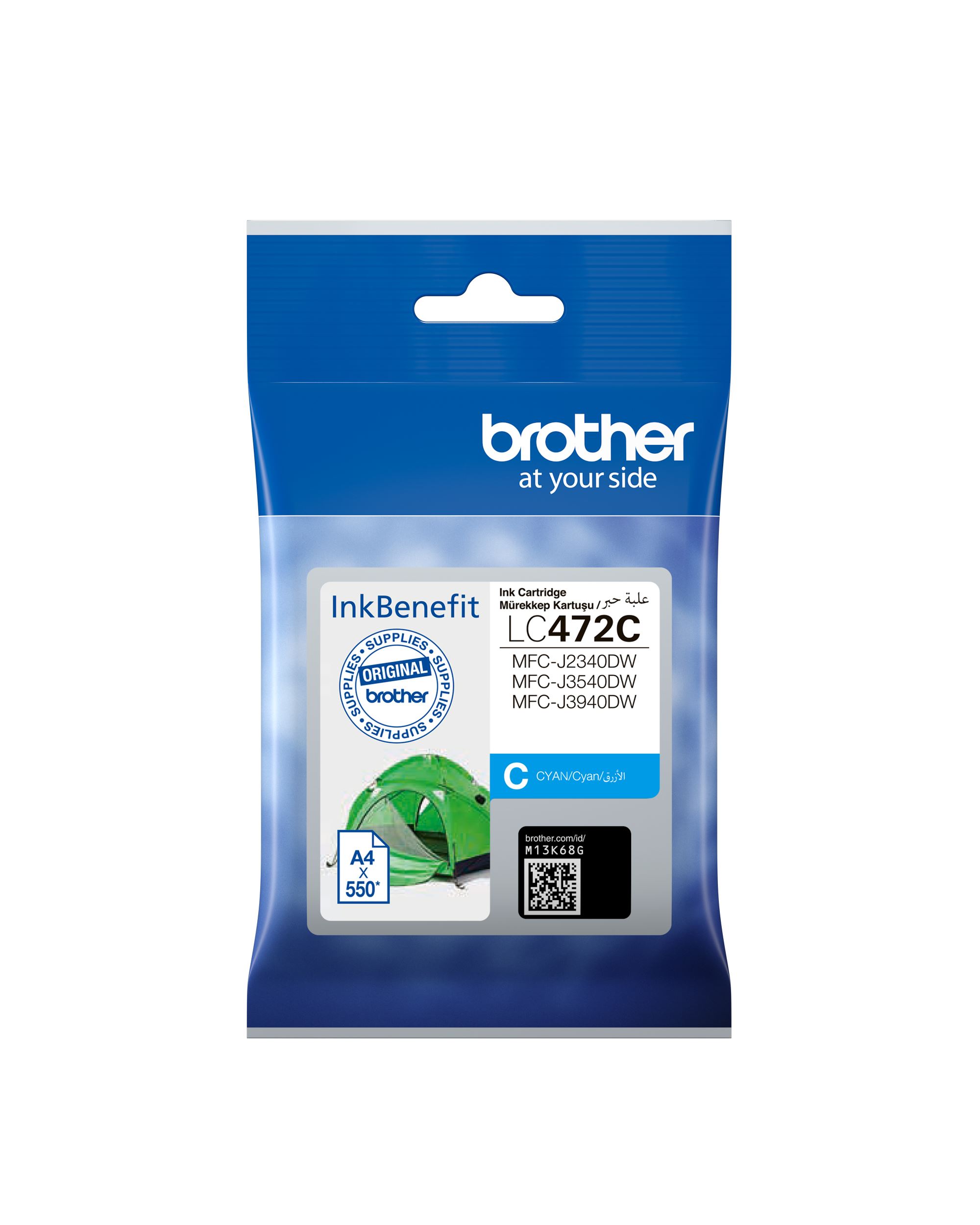 Brother Lc472C Cyan Mavi 550 Sayfa Kartuş Mfc-J2340-J3540-J3940