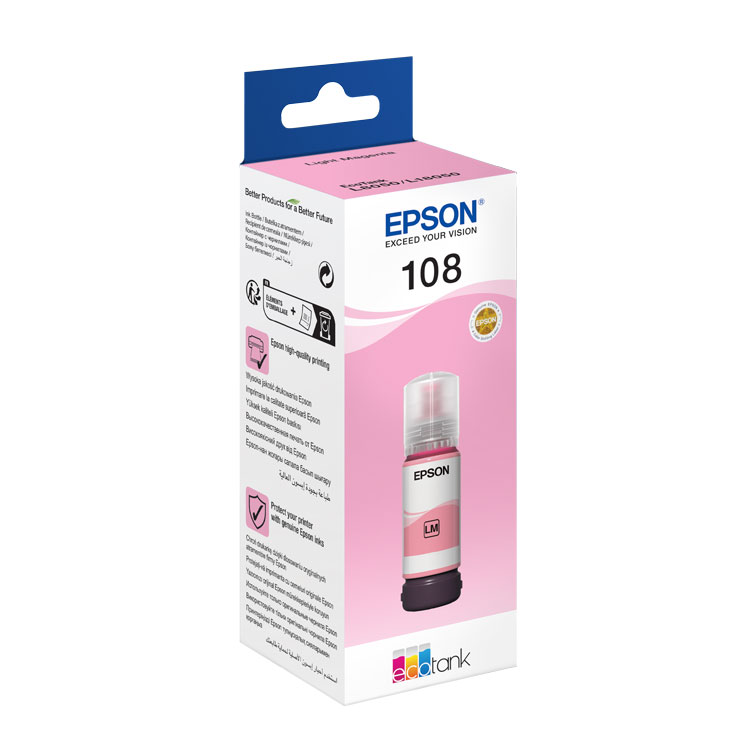 Epson T09C6 108 Light Magenta Açık Kırmızı Şişe Mürekkep T09C64 L18050 L8050