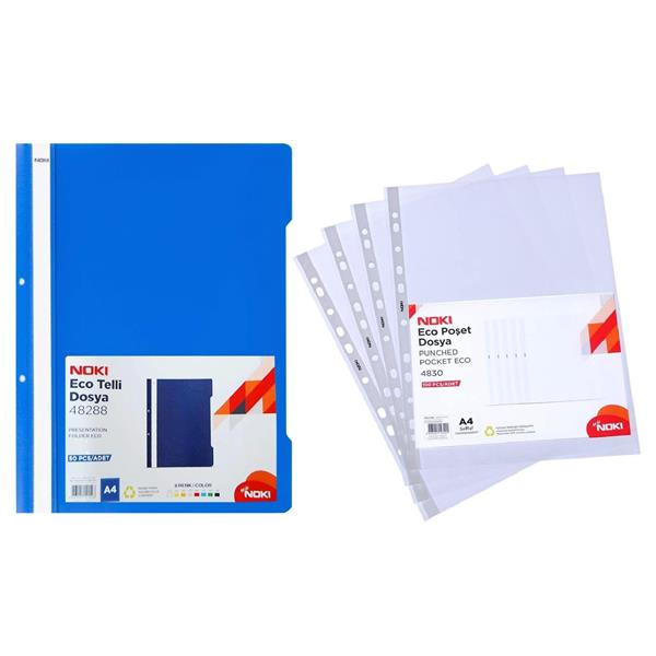 Noki Eco Telli Dosya 50 Li + Noki Eco Poşet Dosya 100 Lü