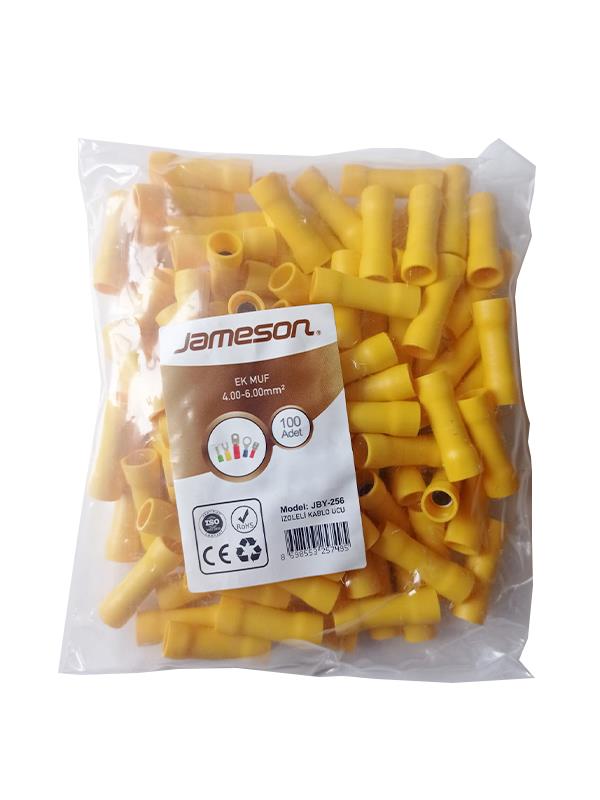 JAMESON JBY-256 İZOLELİ EK MUF (6,0 MM - SARI) (100 ADET )