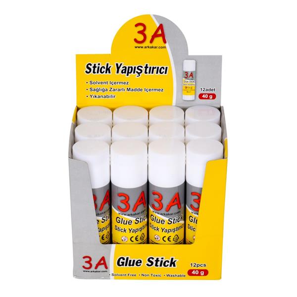 3A Glue Stick Yapıştırıcı 40 gr Kod:904 12 Adet