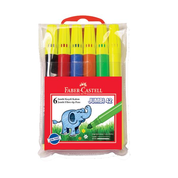 Faber-Castell Keçeli Boya Kalemi Jumbo Neon Fosforlu 6 Renk Jumbi 42 30642