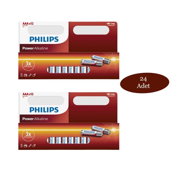 Philips Power Alkalin Aaa İnce Pil 12'Li Blister 2 Li Set 24 Adet