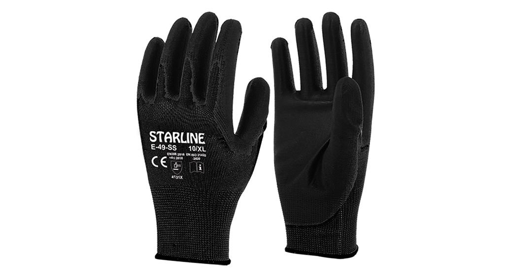 Starline E-49-SS Siyah Hassas Tip PU Eldiven (7/S Beden)