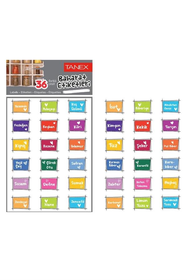 Tanex Mtc-605 Baharat Etiketleri 2 Sayfa 32X22mm 36 Adet
