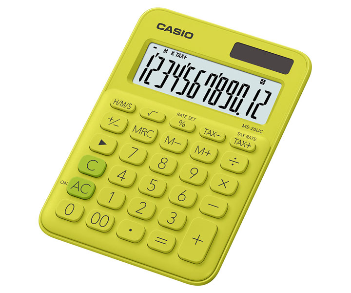 Casio Ms-20Uc-Yg Renkli Masa Tipi 12 Hane Hesap Makinesi