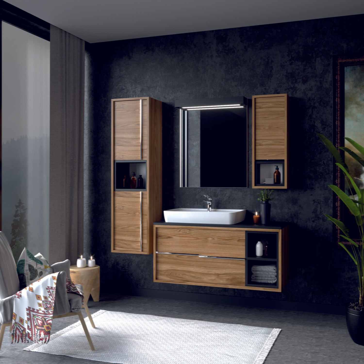 Denko MTA-100 Denko Matia 100 cm Banyo Dolabi Takim