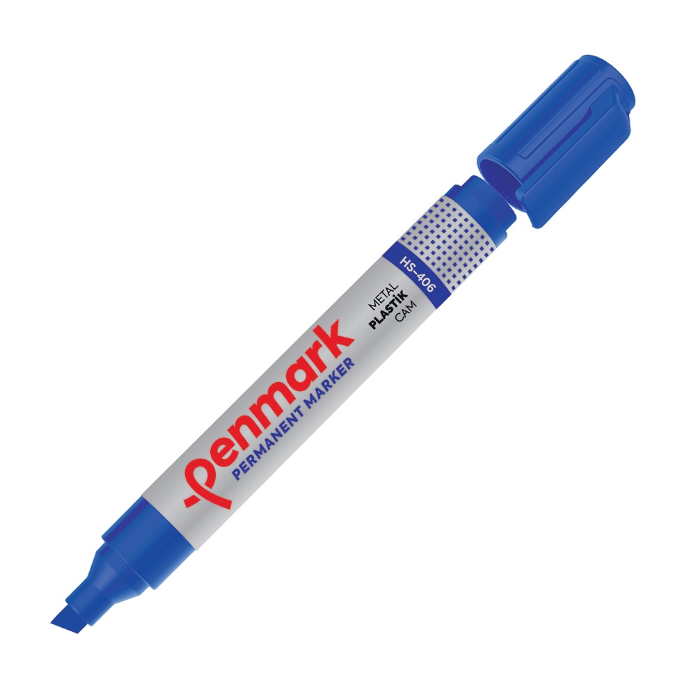 Penmark Markör Permanent Kesik Uç Mavi HS-406