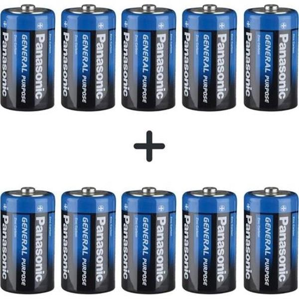Panasonic Çinko Karbon Alkalin D Büyük Boy Pil 10 Lu R20Be