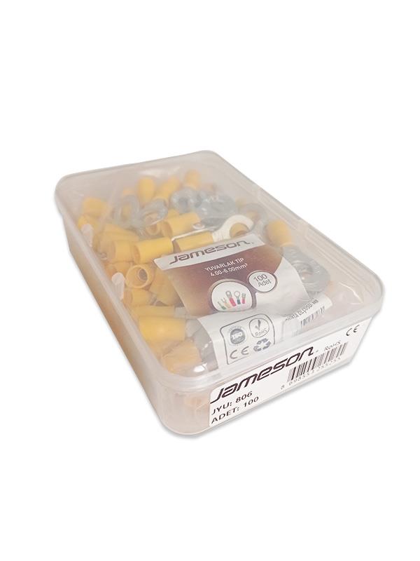 JAMESON JYU-806 M8 YUVARLAK TİP İZOLELİ KABLO UCU (4,00-6,00 MM, SARI) (100 ADET )