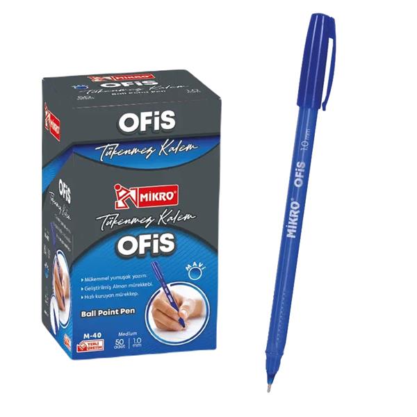 Mikro M-40 Tükenmez Kalem 1.0 mm Mavi 50 Adet