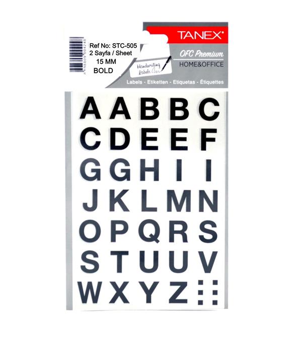 Tanex Stc-505 Harf Etiketi 15 mm 2 Sayfa