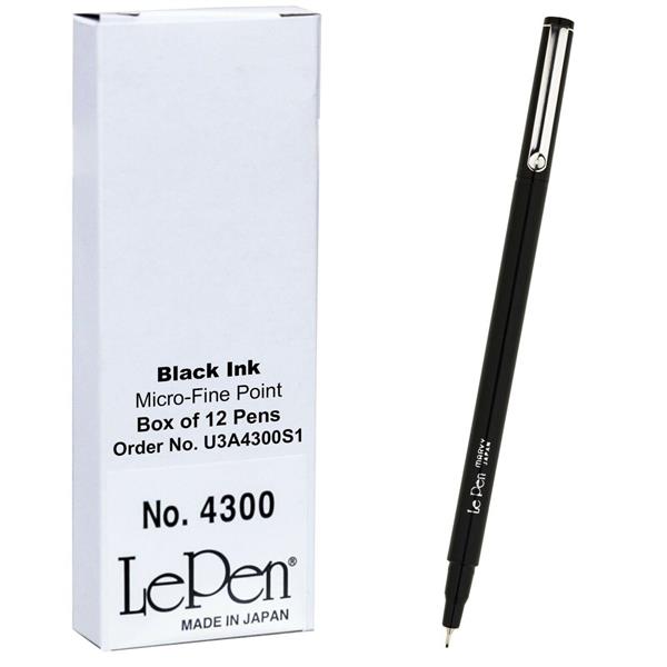 Marvy Le Pen 4300 Ekstra Fine Uç Metal Klips 0.3 Mm Black