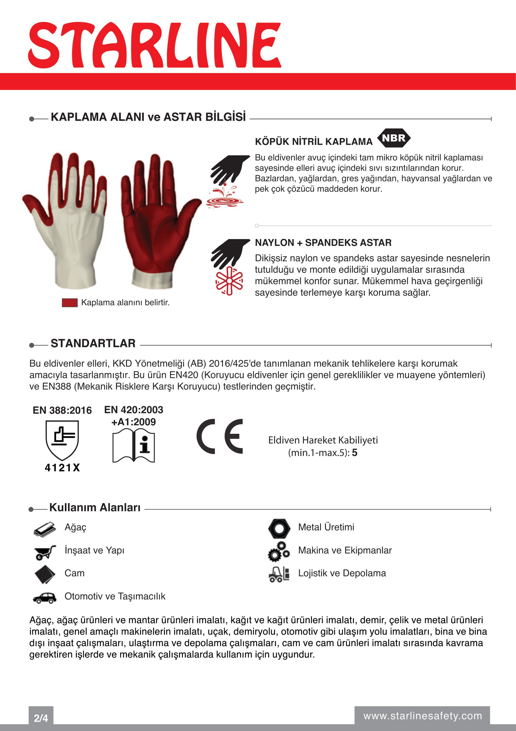 Starline Stl 1013 Genel Amaçlı Gri Siyah Antibakteriyel Köpük Nitril Eldiven 7/S Beden