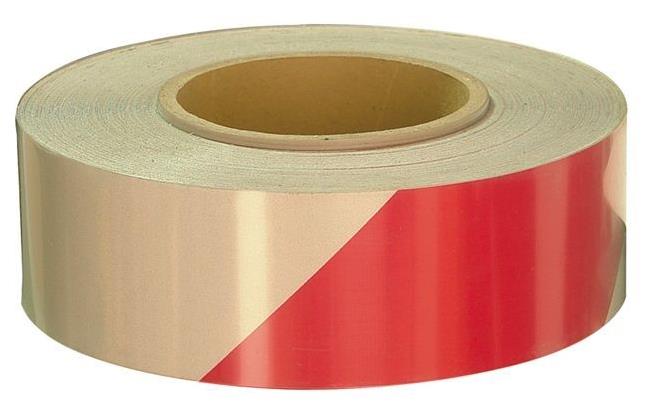 BantMarketim KIRMIZI-BEYAZ REFLEKTİF BANT 50MM X 46MT