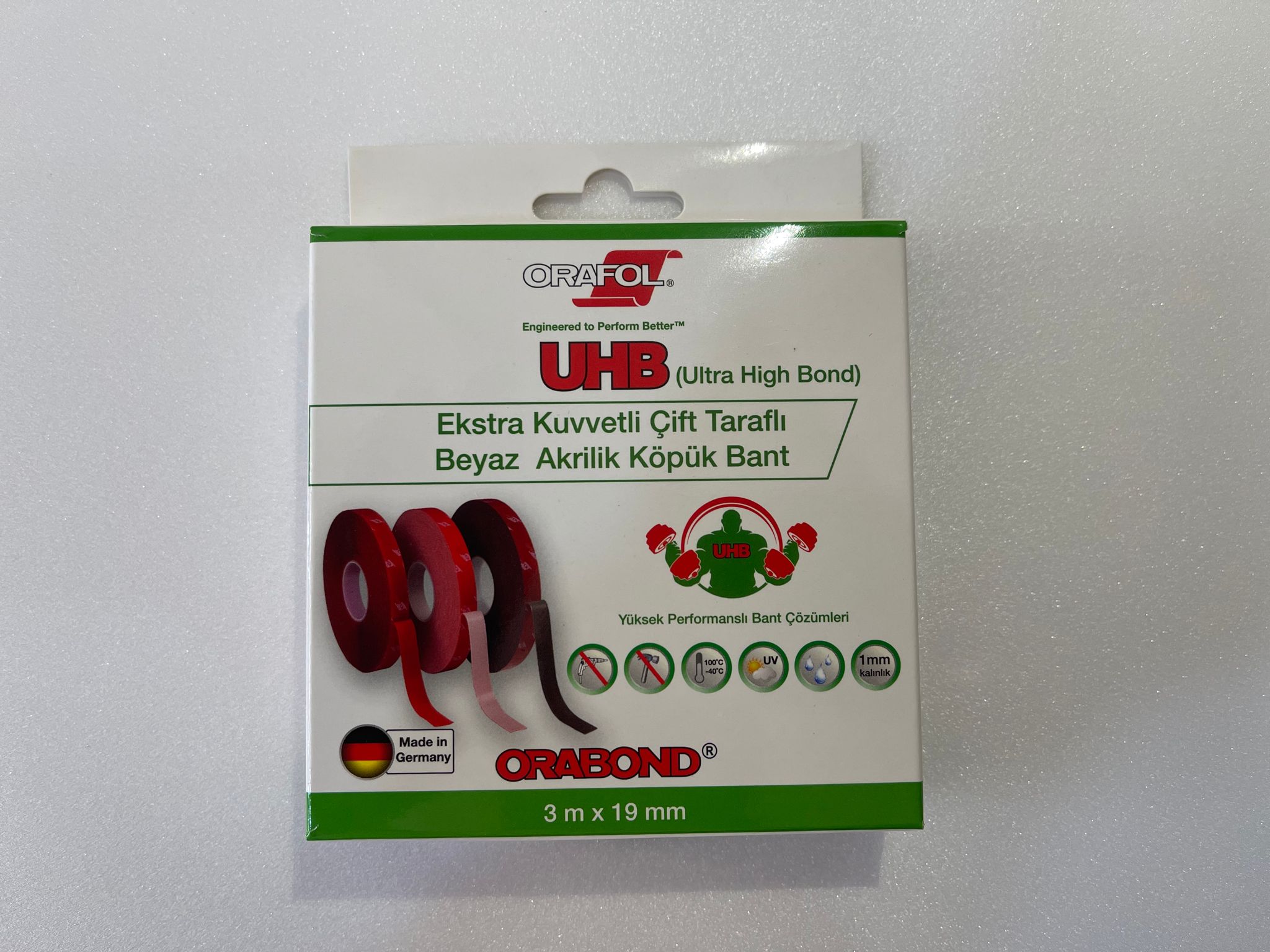 Orafol Orabond Uhb Ekstra Kuvvetli Çift Taraflı Beyaz Akrilik Köpük Bant 19mm x 3mt