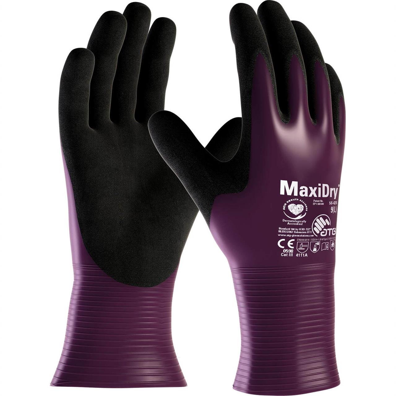 Atg MaxiDry® 56-426 Süper İnce Yağ ve Sıvı Geçirmez Kimyasal Dayanımlı İş Eldiveni