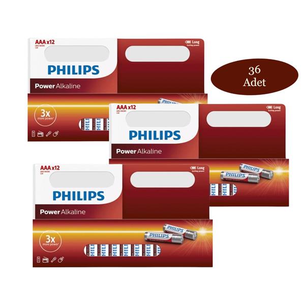 Philips Power Alkalin Aaa İnce Pil 12'Li Blister 3 Lü Set 36 Adet
