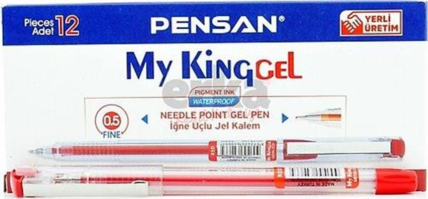 Pensan 6405 My King Gel 0.5 Metal Klips Kalem 12 Li Paket-Kırmızı