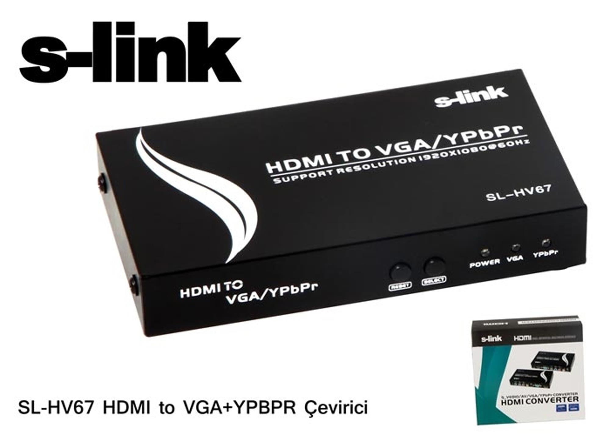 S-Link SL-HV67 HDMI To VGA+ypbpr Çevirici Adaptör