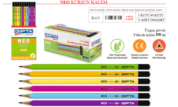 Gıpta Neo Fosforlu Üçgen Hb Kurşun Kalem