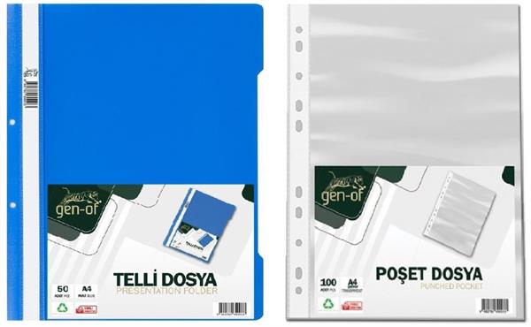 Gen-Of Telli Dosya Mavi 50 Li-Poşet Dosya 100 Lü