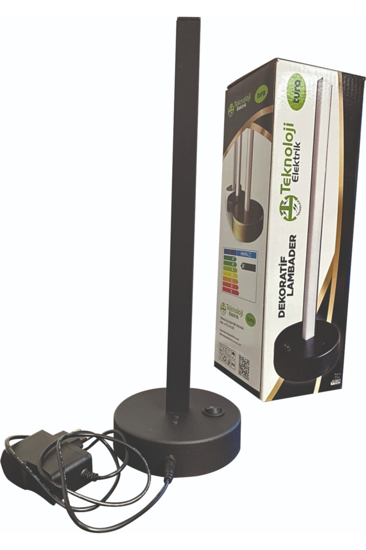 Teknoloji Elektrik Led Masa Lambası - Abajur Mat Siyah (LED GÜN İŞIĞI) 9 W