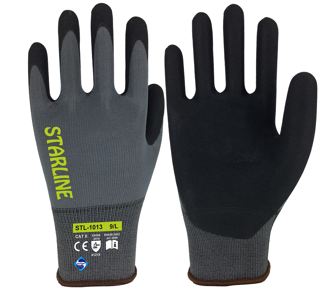 Starline Stl 1013 Genel Amaçlı Gri Siyah Antibakteriyel Köpük Nitril Eldiven 7/S Beden