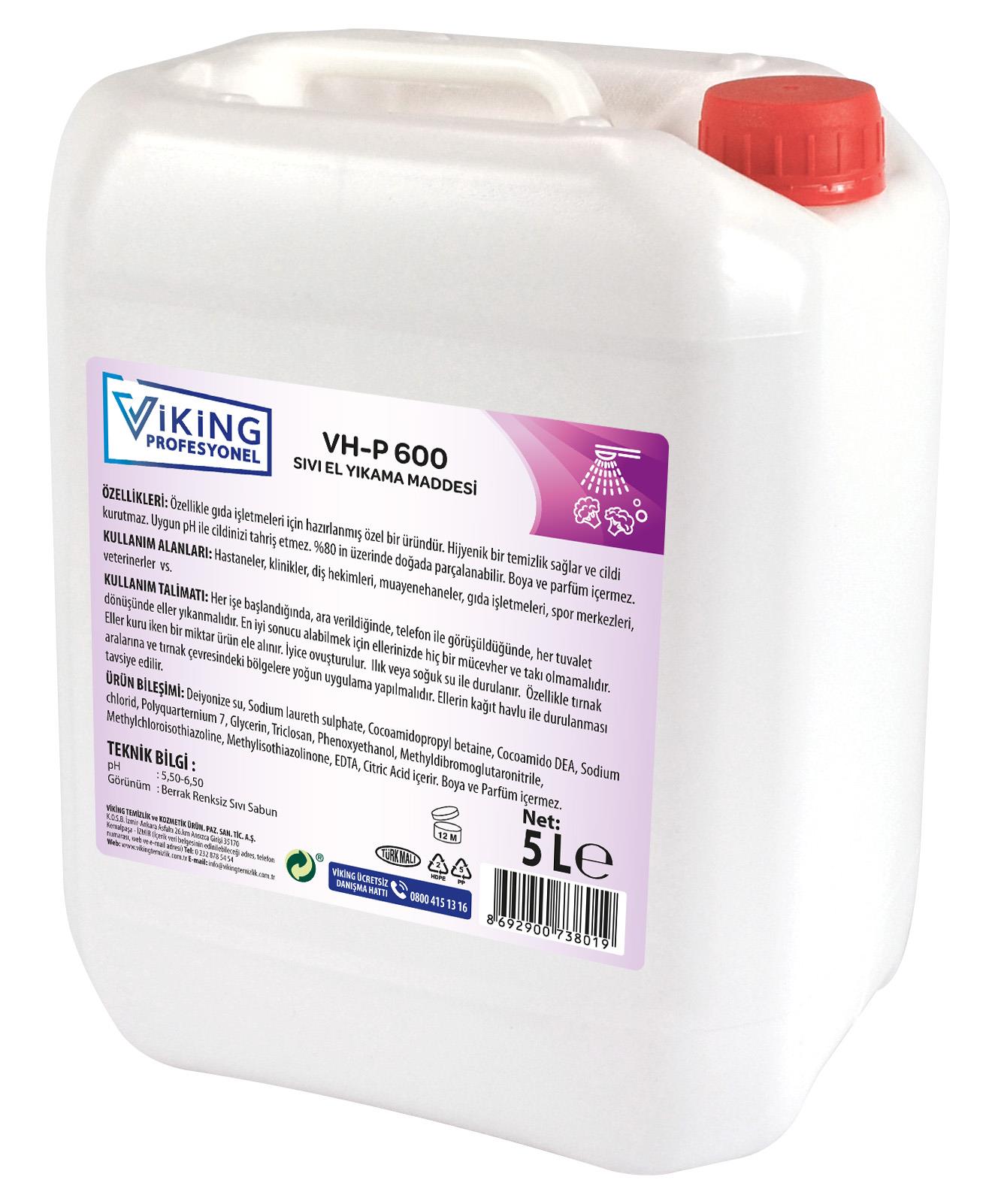 Viking Vp Vh P 600 Antibakteriyel Sıvı Sabun 5 L 1 Adet