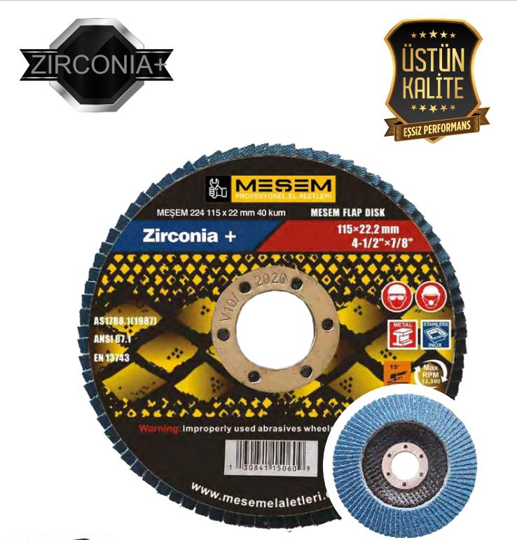 Meşem Zirconyum Flap Disk 10Adet 115 mm 41/2'' 22.2 mm İnox+Metal