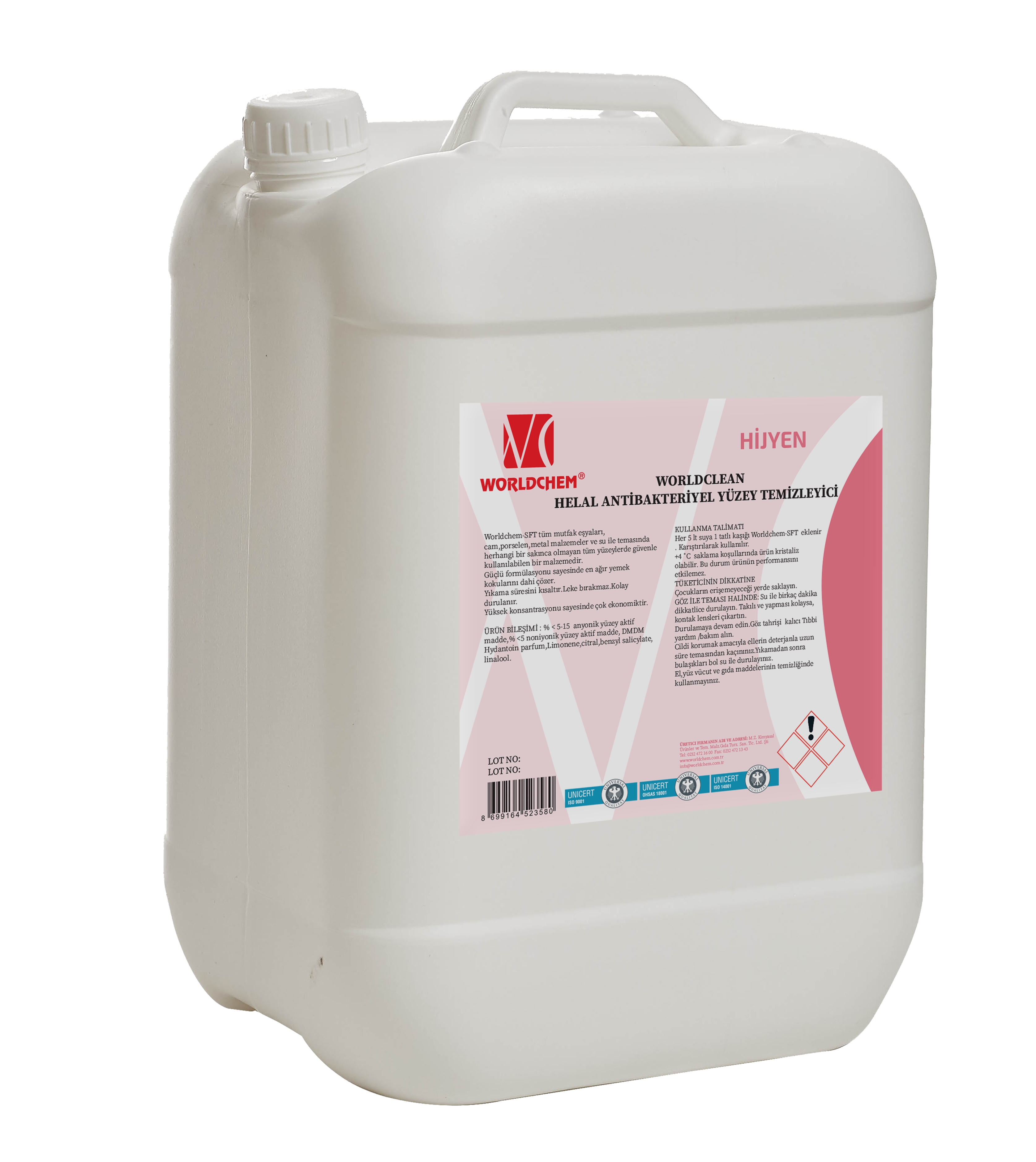Worldchem Worldclean Antibakteriyel Yüzey Temizleyici 20 Lt