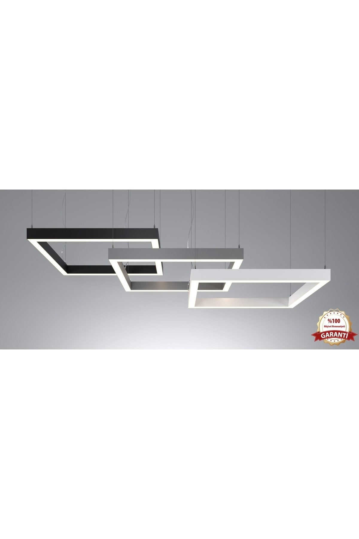 Teknoloji Elektrik Modern Kare Linear Led Avize 120x120 Beyaz Işık 6500 K 105 W