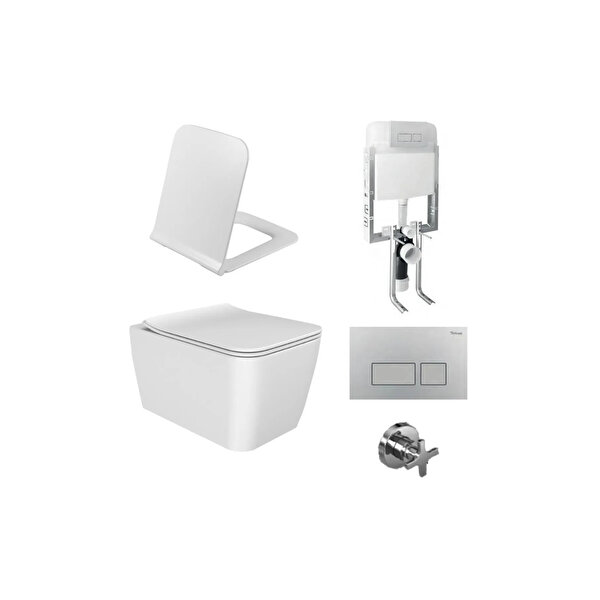 Turkuaz Hera Rimless Asma Klozet Takımı + Gömme Rezervuar Seti