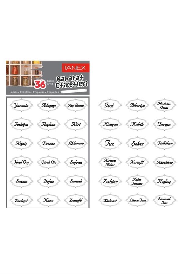 Tanex Mtc-603 Şeffaf Baharat Etiketi 2 Sayfa 32X22mm 36 Adet