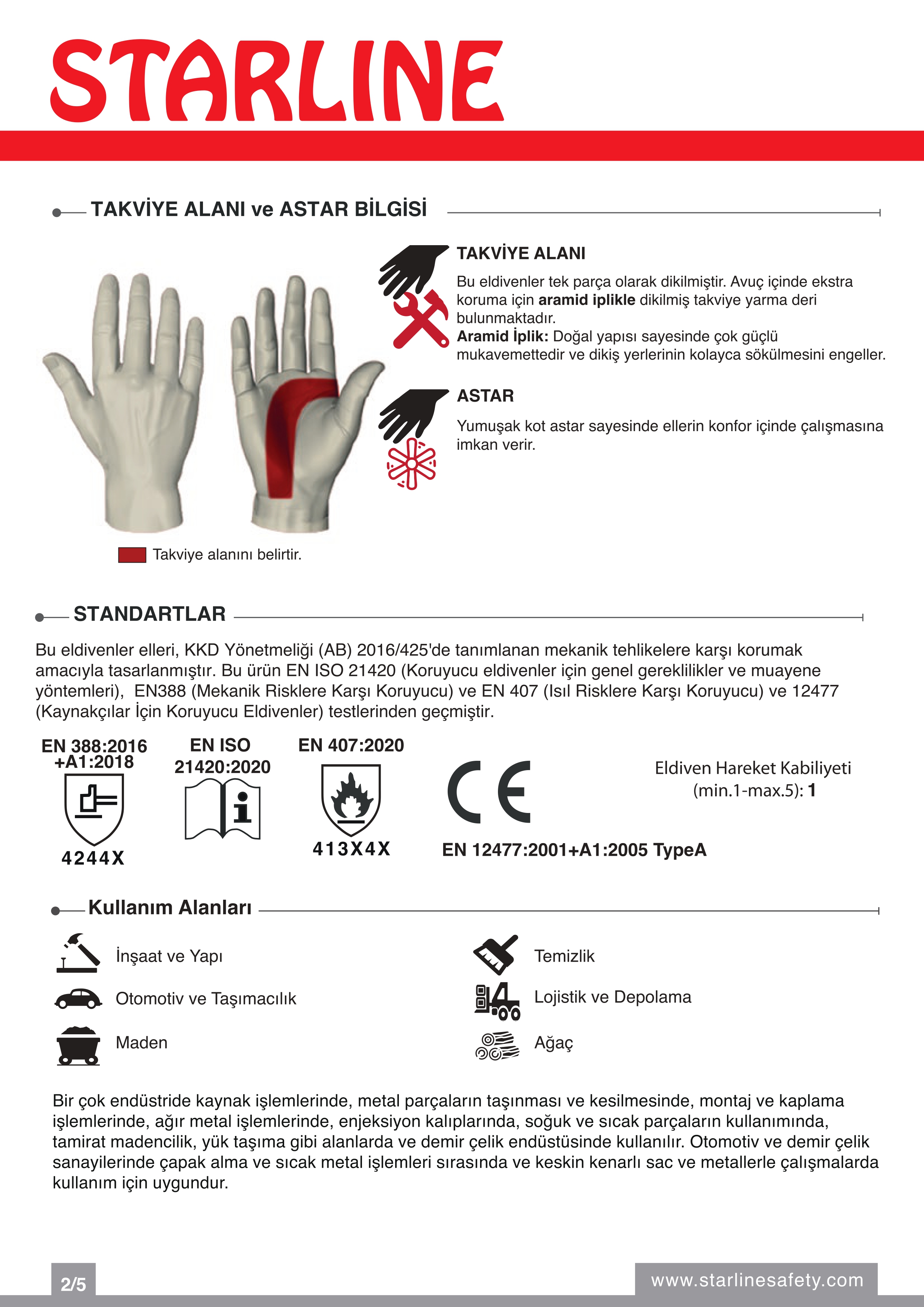 Starline E-1311 Yarma Deri ve Aramid İplikli Yanma Direnci Yüksek Ekstra Avuç İçi Takviyeli Sarı Kaynak Eldiveni (10/XL Beden)