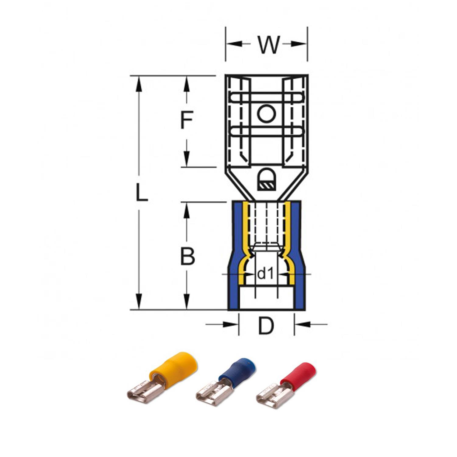 PLASTİM PFD-5638 DİŞİ FASTON TİP İZOLELİ KABLO UCU (4,00-6,00 MM) (100 ADET )