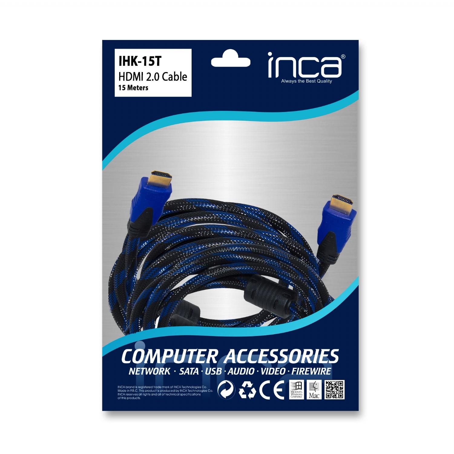 Inca IHK-15T 2.0 15mt Sargılı Hdmı Kablo 18 Gbps 4K& 2K & FULL HD