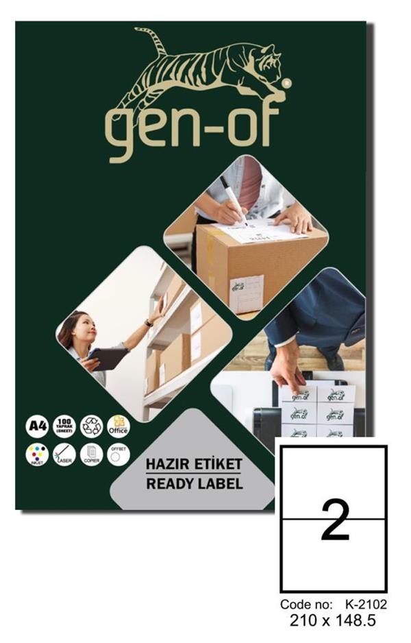 Gen-Of Gk-2102 Laser Etiket 210 X 148,5 100 Sayfa200 Etiket