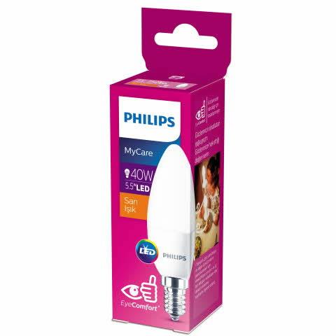 Philips Led 40W Mum Ampul Sarı Işık E14 İnce Duylu