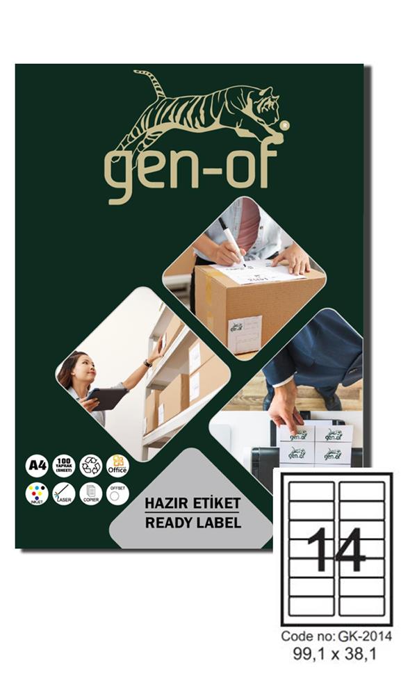 Gen-Of Gk-2014 Laser Etiket Oval 99,10 X 38,10 100 Sayfa 1400 Etiket