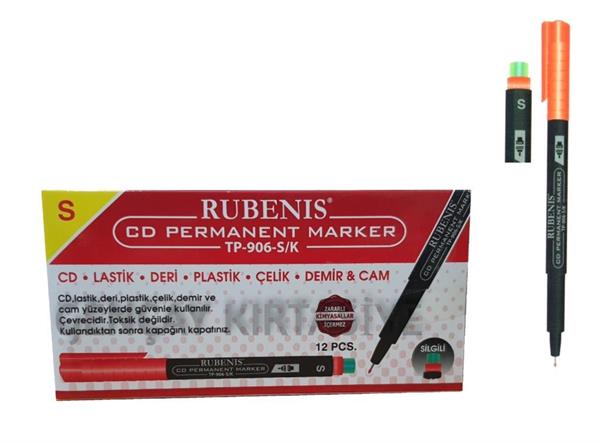 Rubenis Permanent Cd Dvd Asetat Kalemi S Kırmızı 12'li