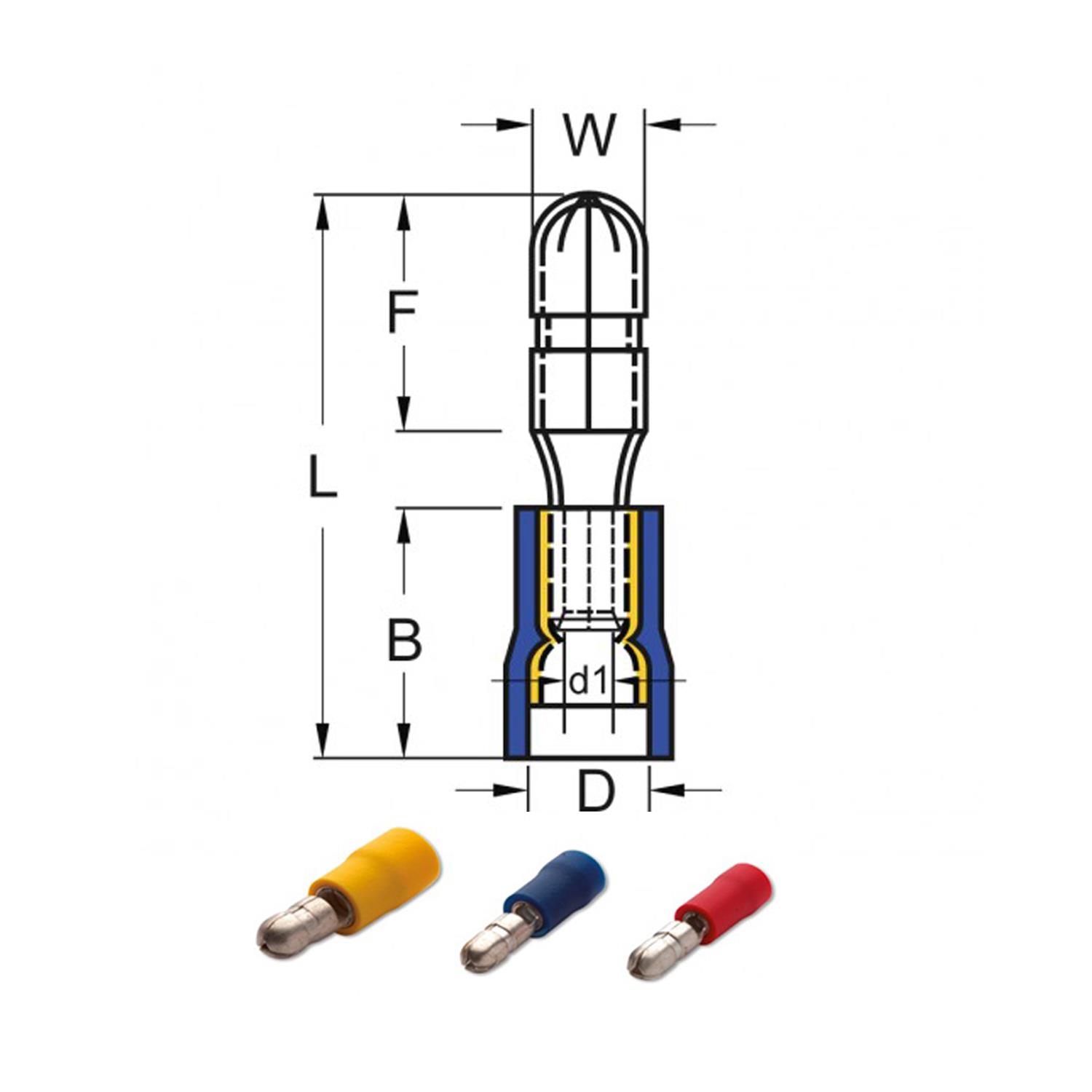 PLASTİM PMT-5050 6,0 MM ERKEK TERMİNAL İZOLELİ KABLO UCU (100 ADET )