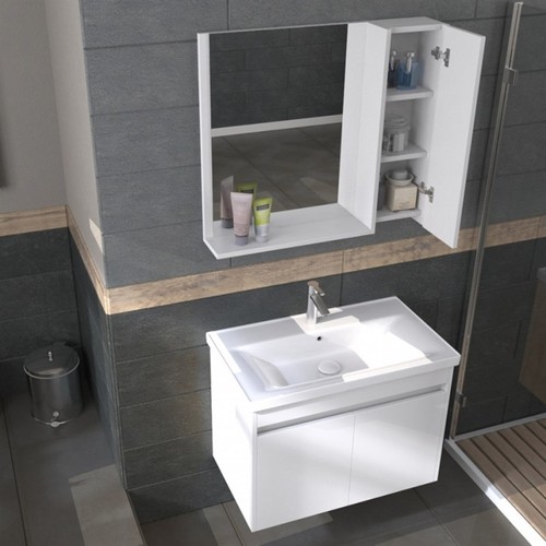Biani Foça 80 cm Beyaz Banyo Dolabı