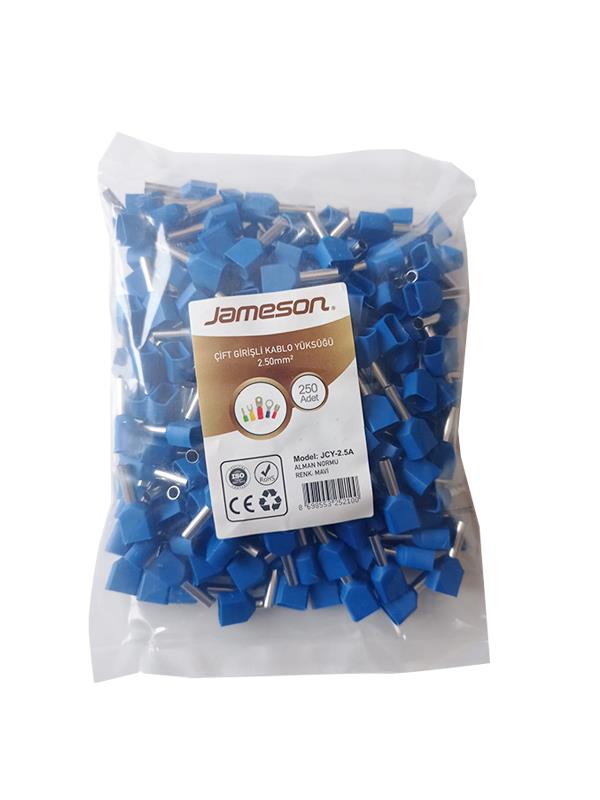 JAMESON JCY-2.5A ALMAN NORMU ÇİFT GİRİŞLİ KABLO YÜKSÜĞÜ (2x2,50 MM-MAVİ) (250 ADET )