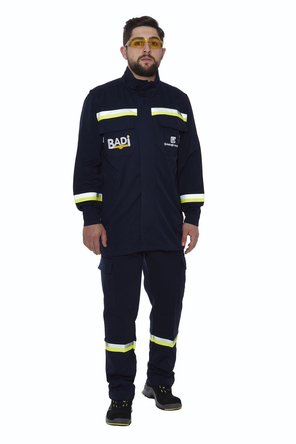 ALÜMİNUZE VİSKON RADYAN ISI VE ERİMİŞ METAL ERİYİK CEKET PANTALON